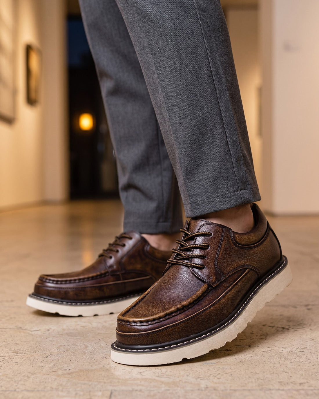 Valerio Men's Moc-Toe Lace-Up Shoes