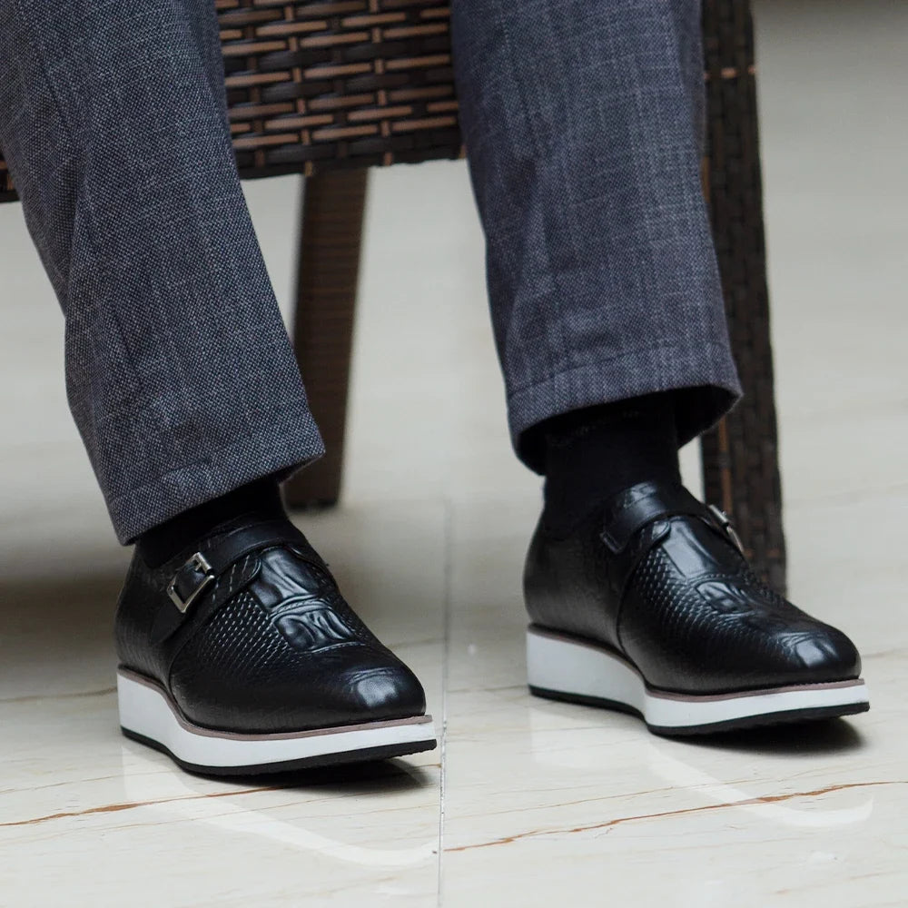 Men's Croco-Embossed Single Monk Strap Shoes – Silvio