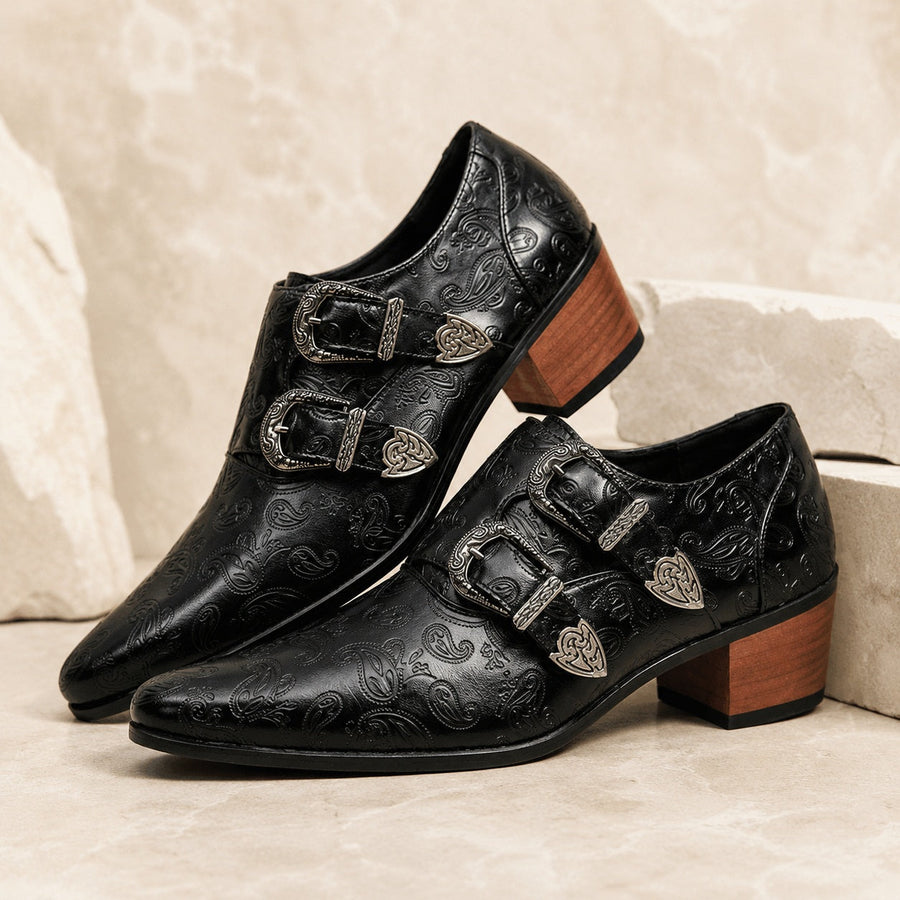 Men's Leather Double Monk Strap Shoes – Oreste