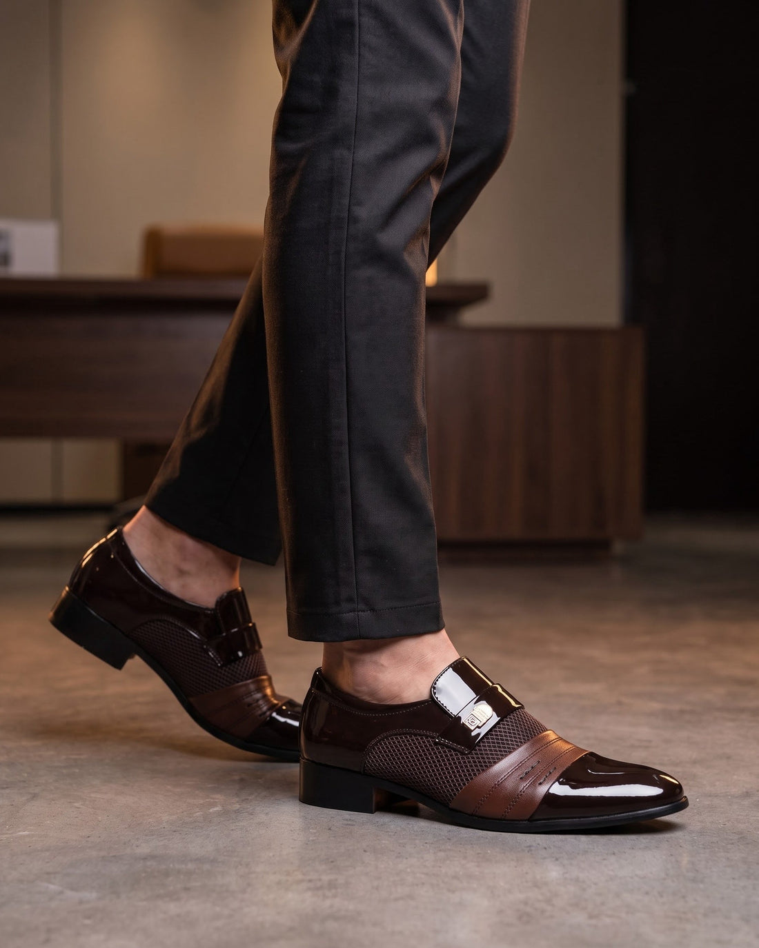 Ugo Men's Patent Leather Monk Strap Shoes