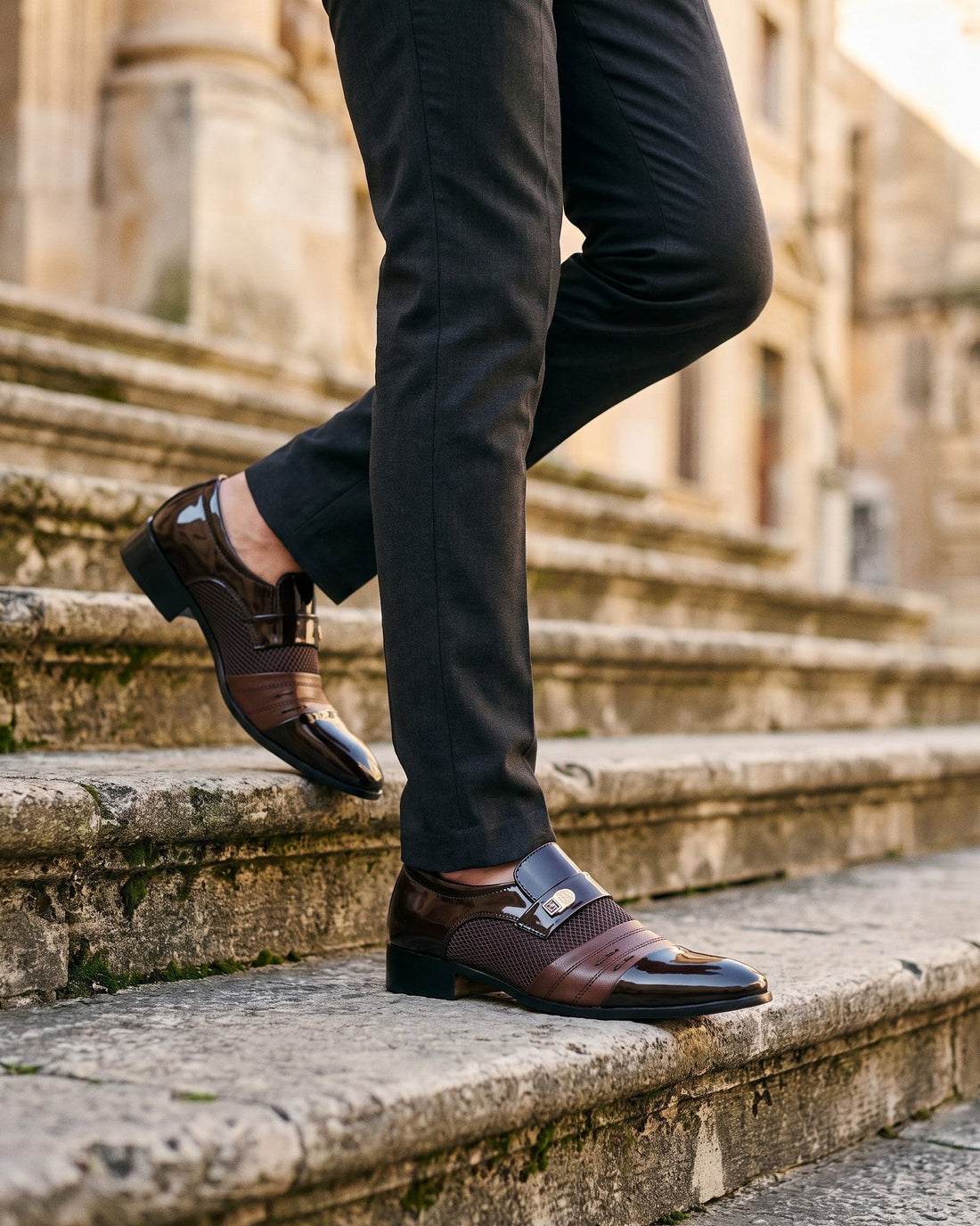 Ugo Men's Patent Leather Monk Strap Shoes