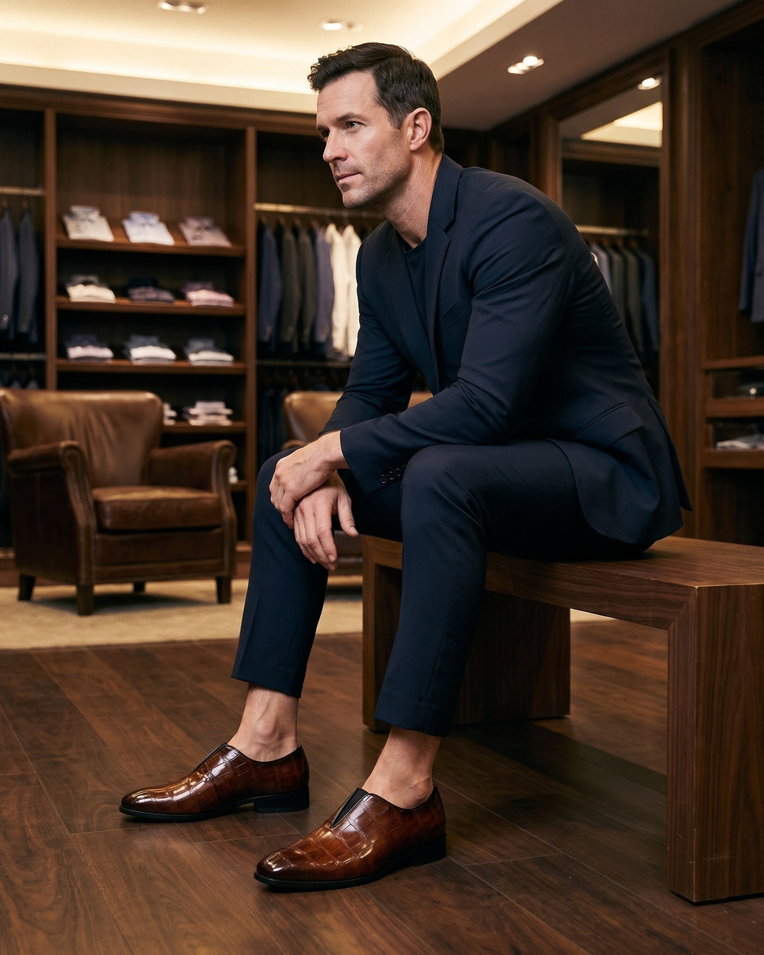Lorenzo Men's Leather Slip-On Shoes