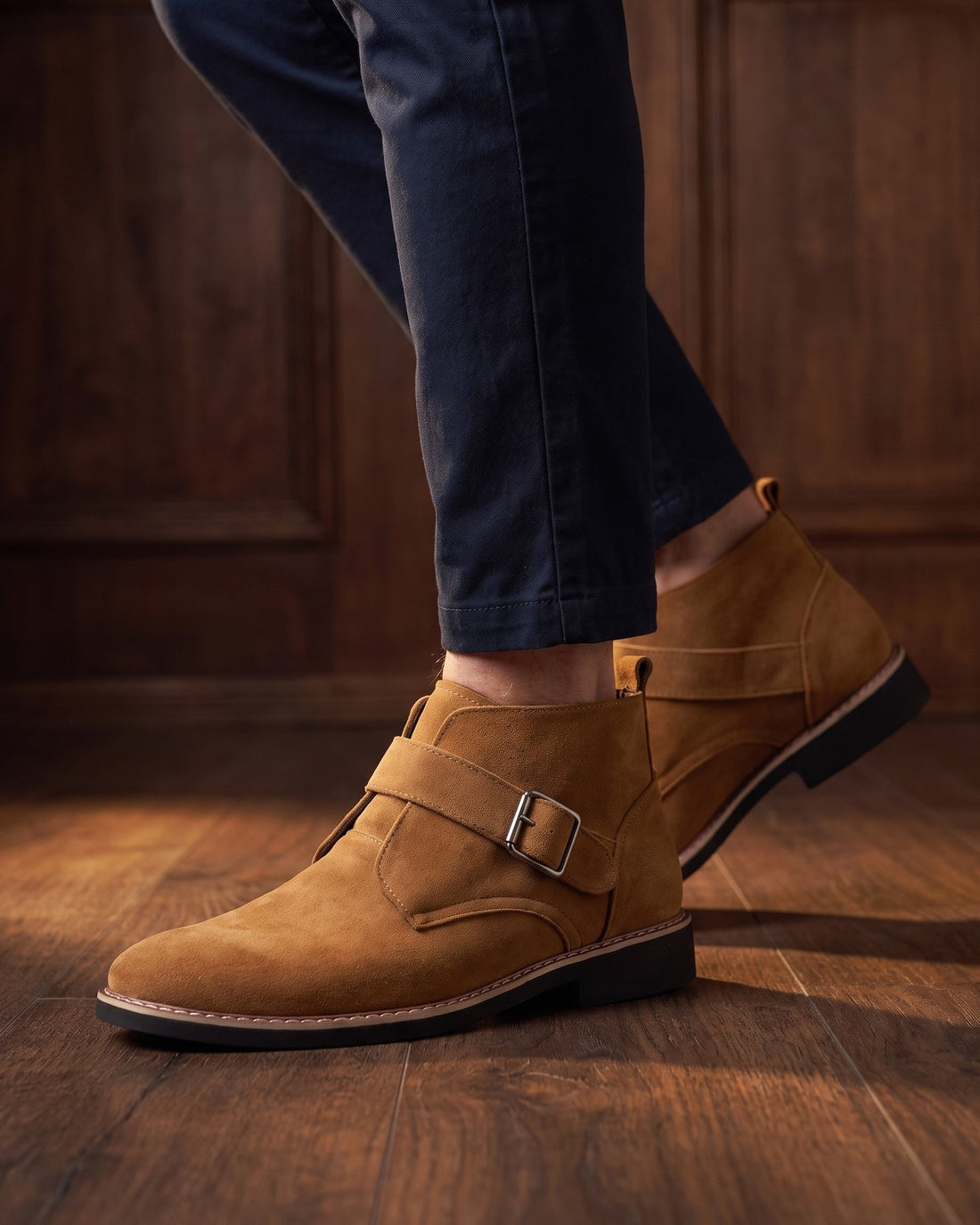 Giuliano Men's Suede Monk Strap Boots