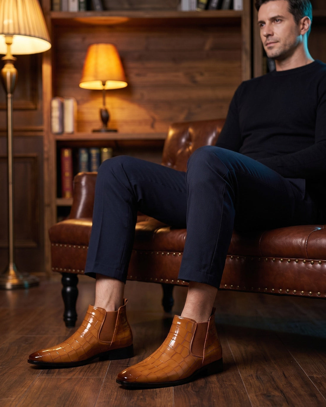 Ruben Men's Croco-Embossed Chelsea Boots