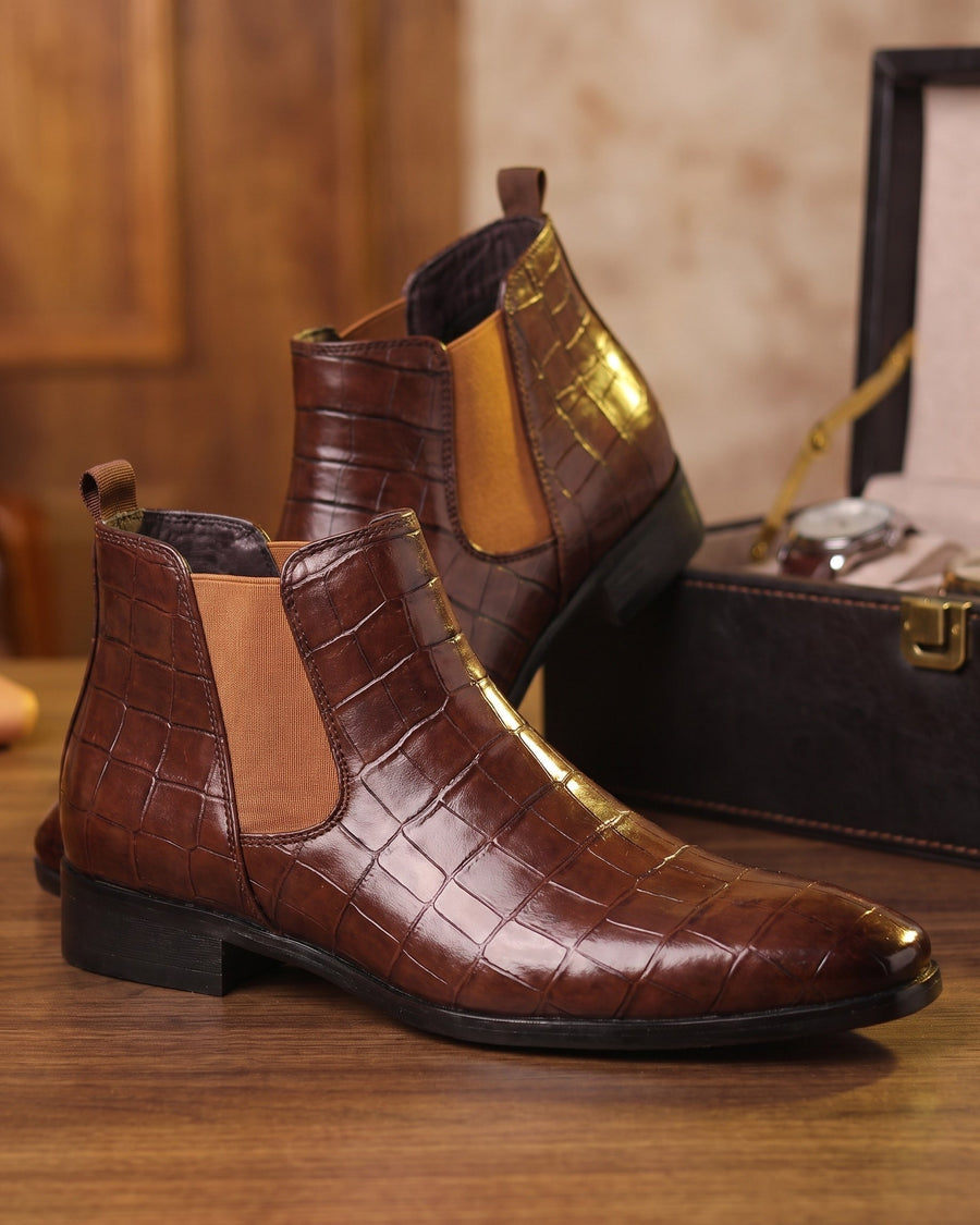 Ruben Men's Croco-Embossed Chelsea Boots