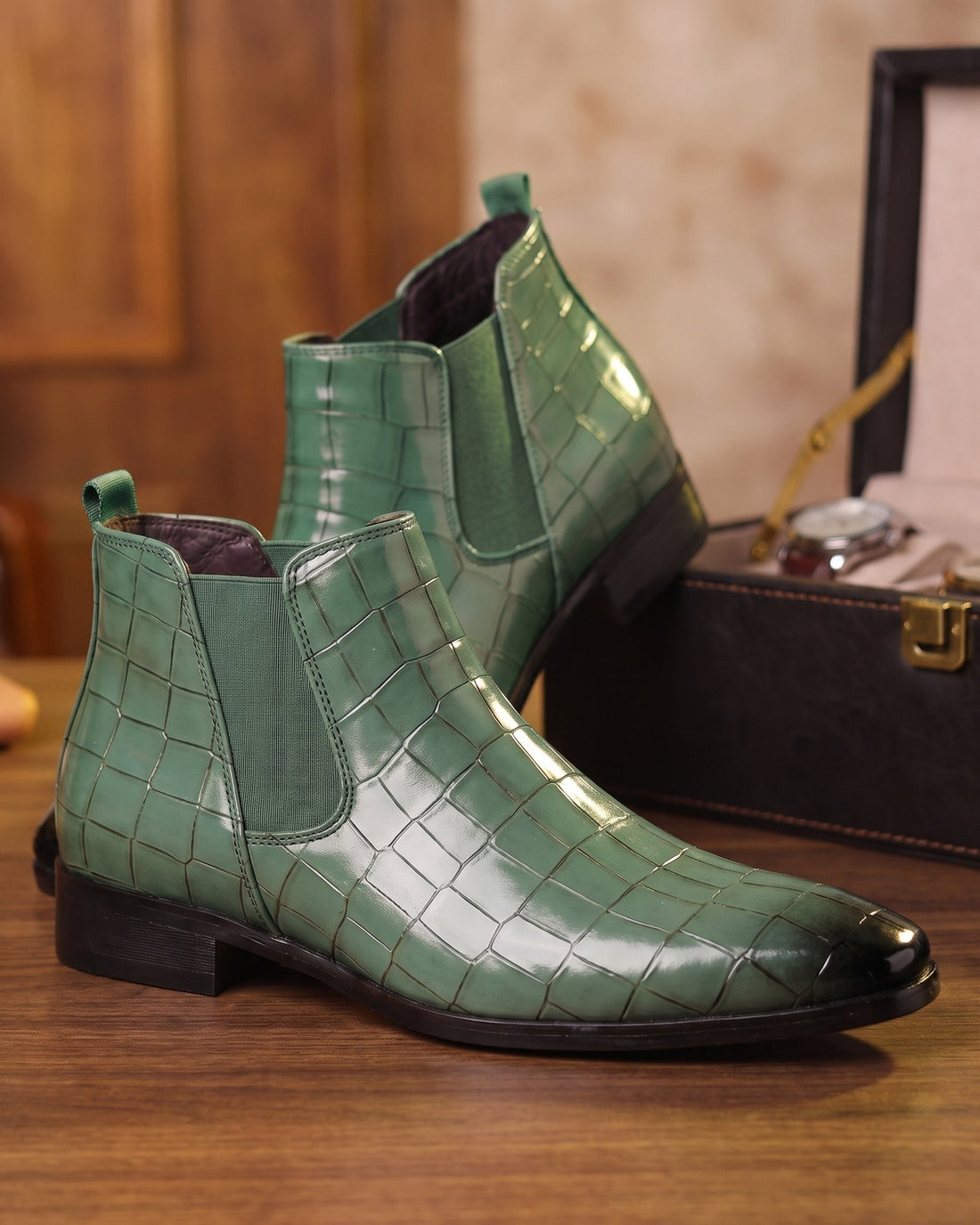 Ruben Men's Croco-Embossed Chelsea Boots