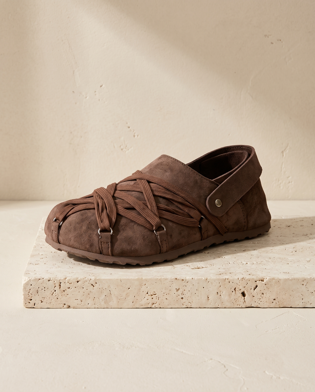 Men's Faux Suede Wrap-Strap Slip-On Shoes – Fiorenzo