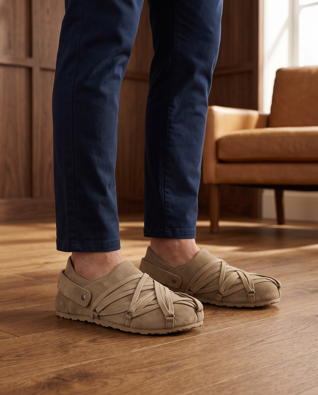 Men's Faux Suede Wrap-Strap Slip-On Shoes – Fiorenzo