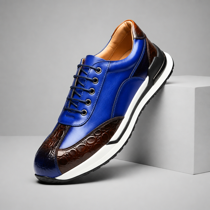 Men's Leather Two-Tone Trainers – Gaspare