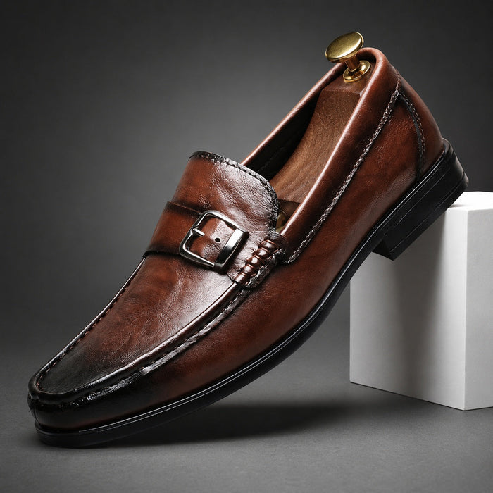 Men's Leather Buckle Loafers – Luciano