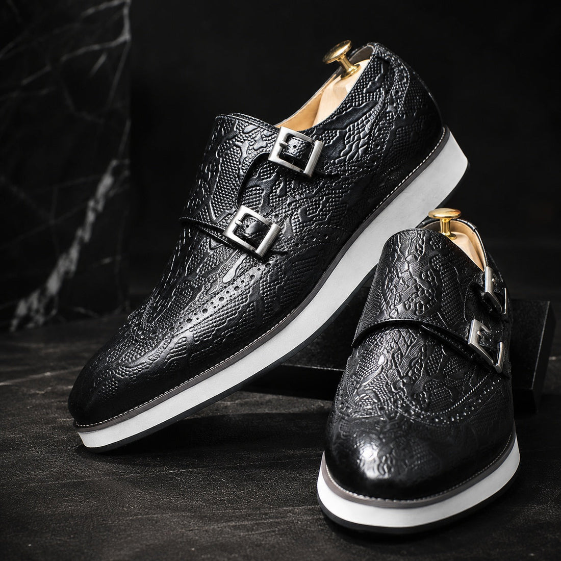 Men's Leather Double Monk Strap Shoes – Ulisse
