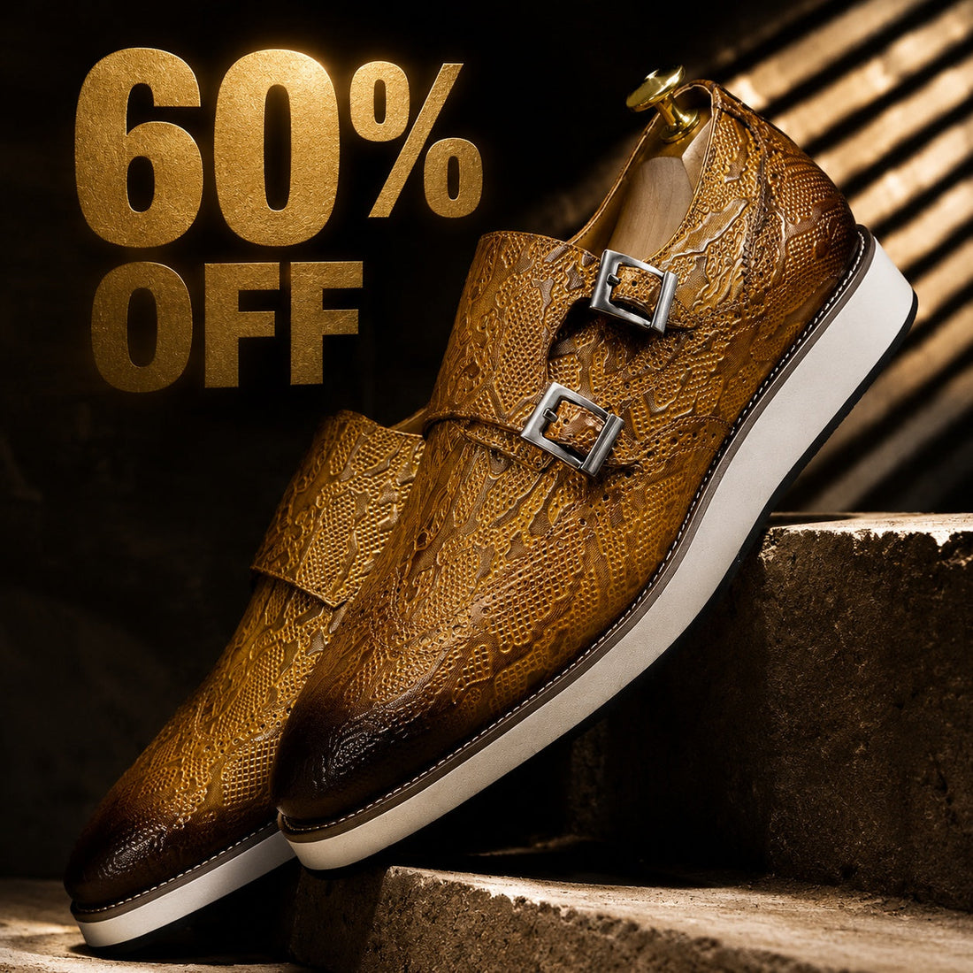 Men's Leather Double Monk Strap Shoes – Ulisse
