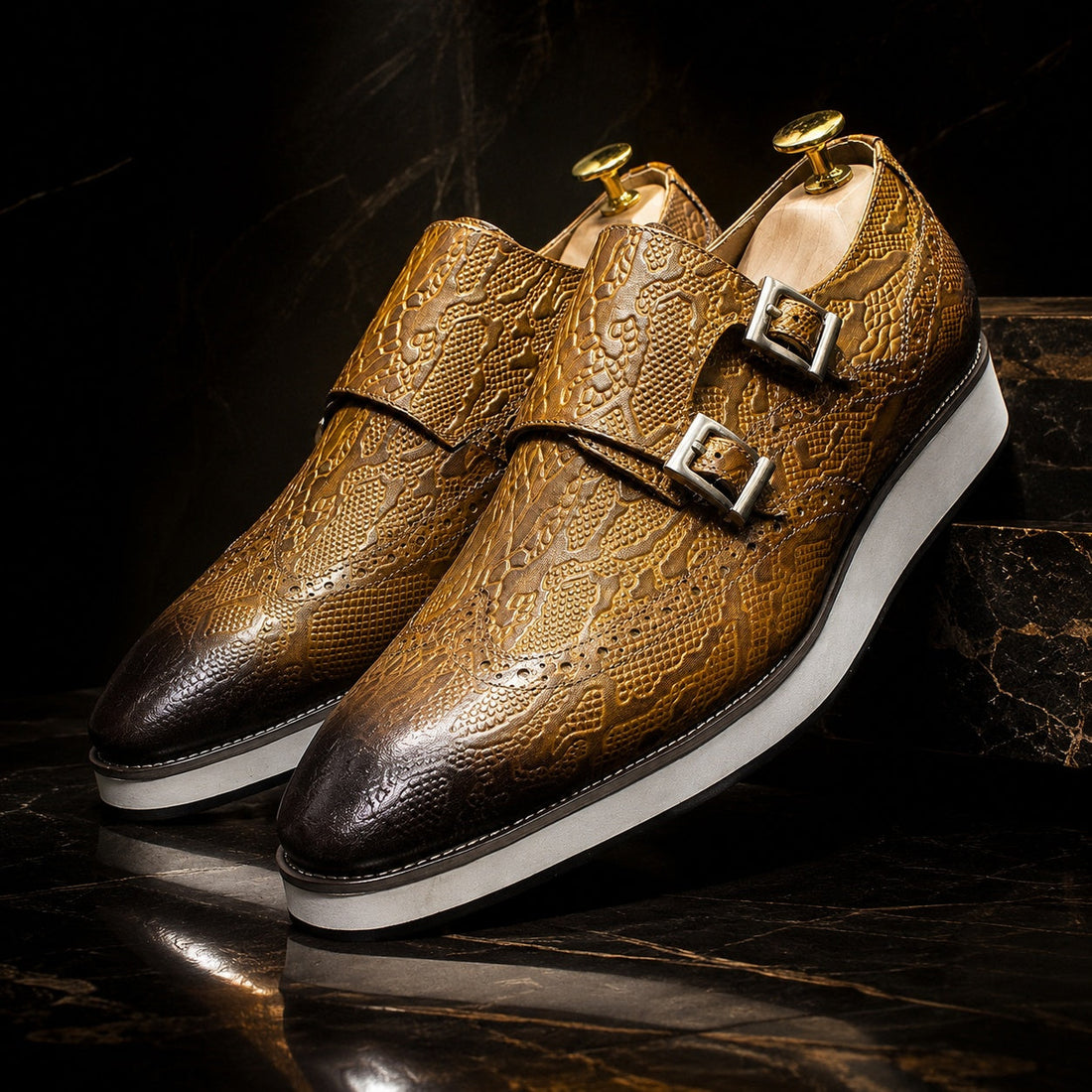 Men's Leather Double Monk Strap Shoes – Ulisse