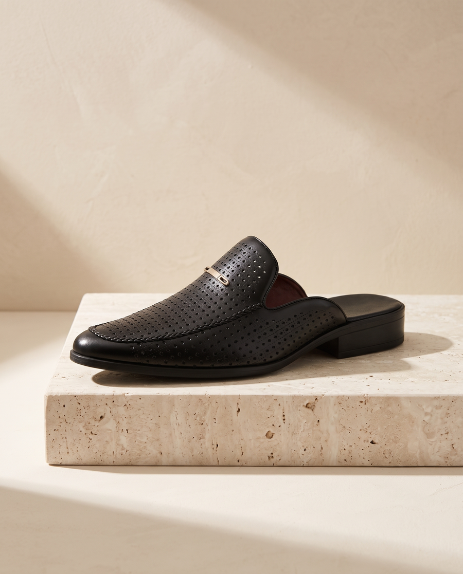 Men's Leather Perforated Mules – Tancredi