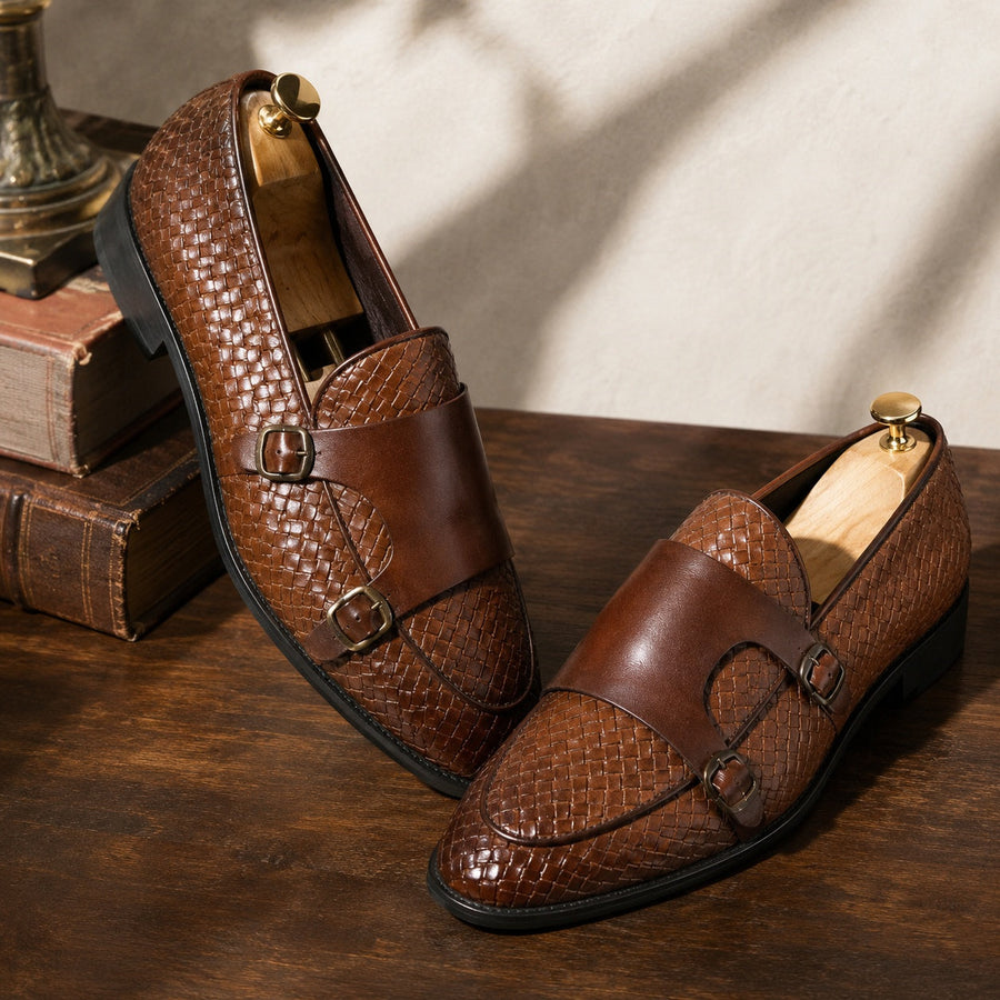 Men's Woven Double Monk Strap Shoes – Fulvio