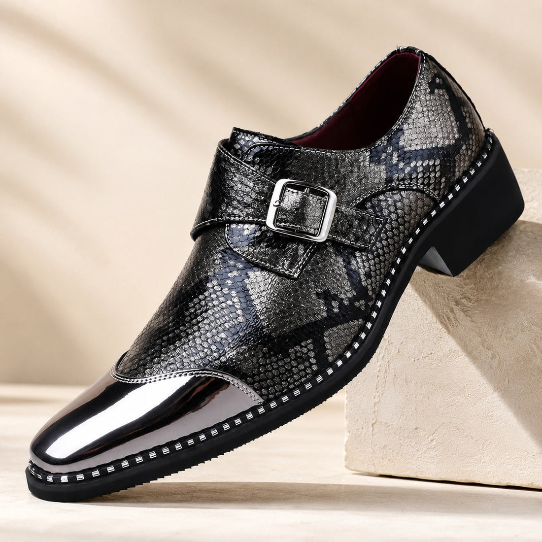 Men's Leather Single Monk Strap Shoes – Saverio