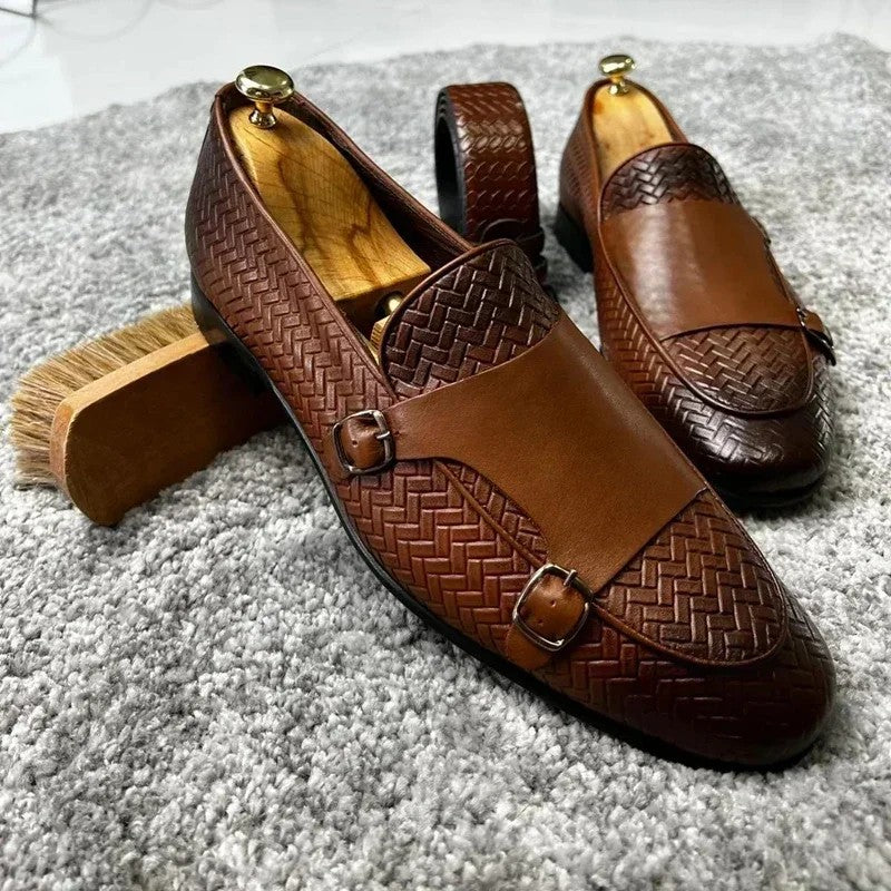 Men's Woven Double Monk Strap Shoes – Fulvio