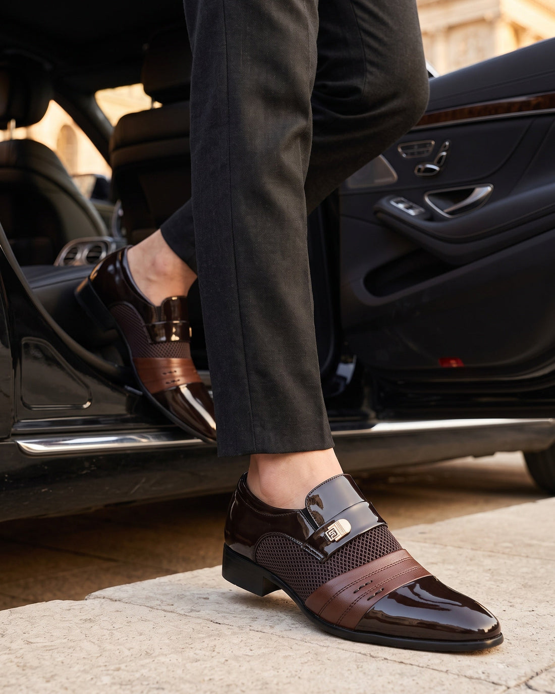 Fausto Men's Leather Monk Strap Shoes