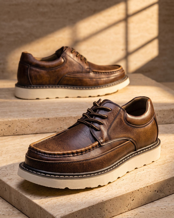 Valerio Men's Moc-Toe Lace-Up Shoes