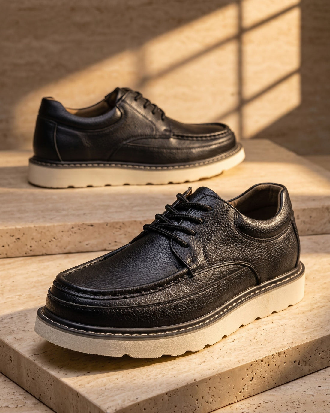 Valerio Men's Moc-Toe Lace-Up Shoes
