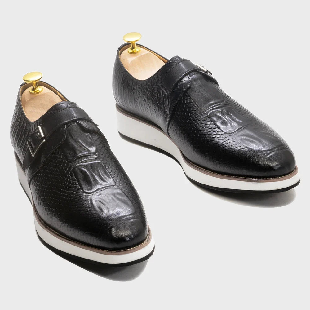 Men's Croco-Embossed Single Monk Strap Shoes – Silvio