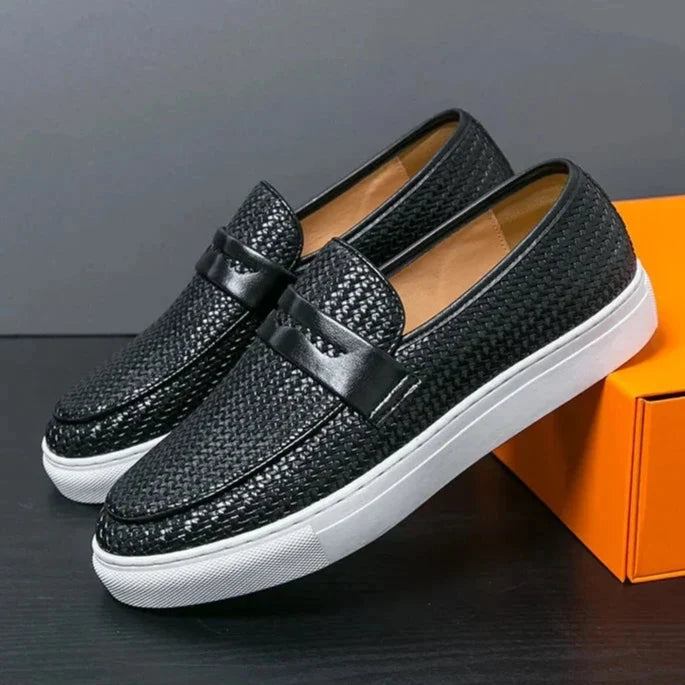 Men's Leather Woven Slip-On Trainers – Ercole