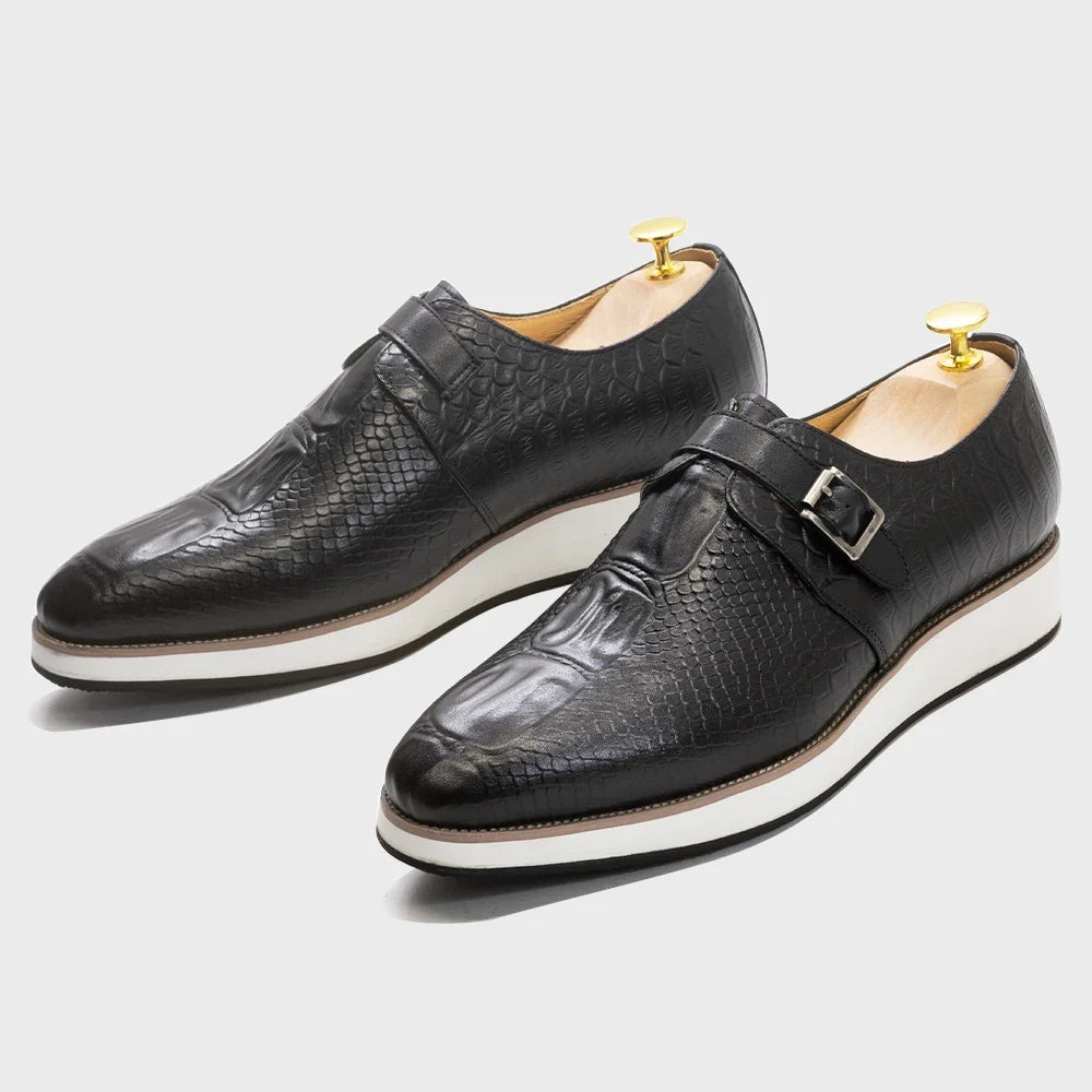 Men's Croco-Embossed Single Monk Strap Shoes – Silvio