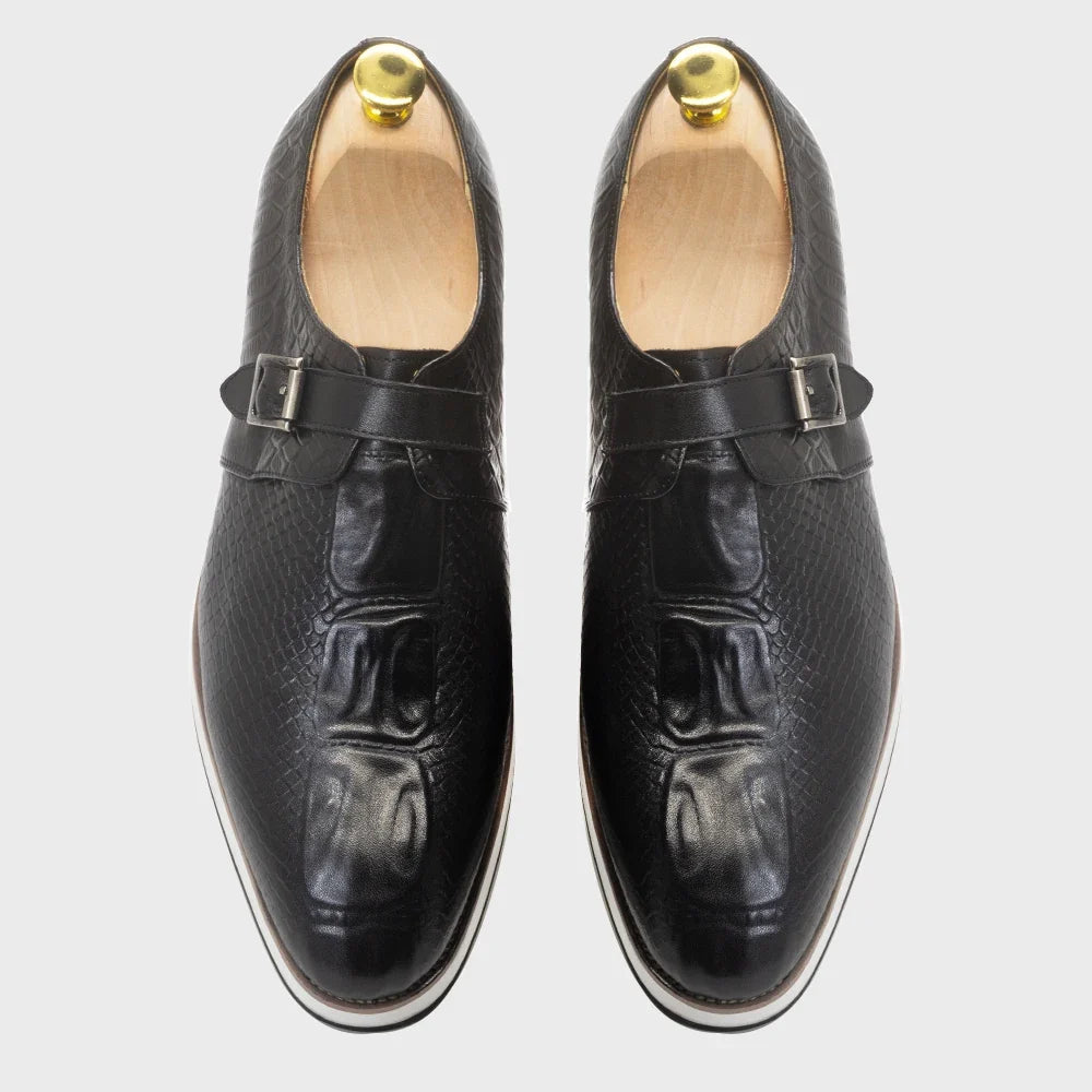 Men's Croco-Embossed Single Monk Strap Shoes – Silvio