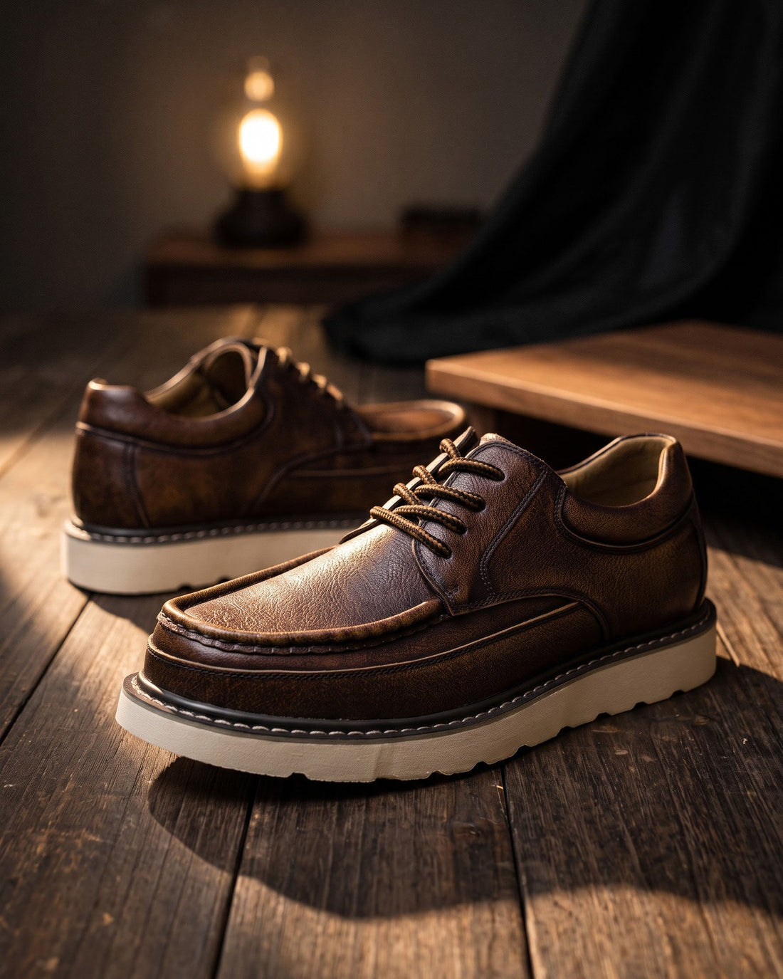 Valerio Men's Moc-Toe Lace-Up Shoes