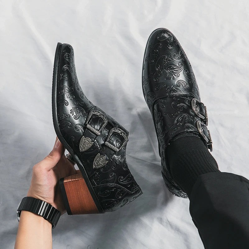 Men's Leather Double Monk Strap Shoes – Oreste