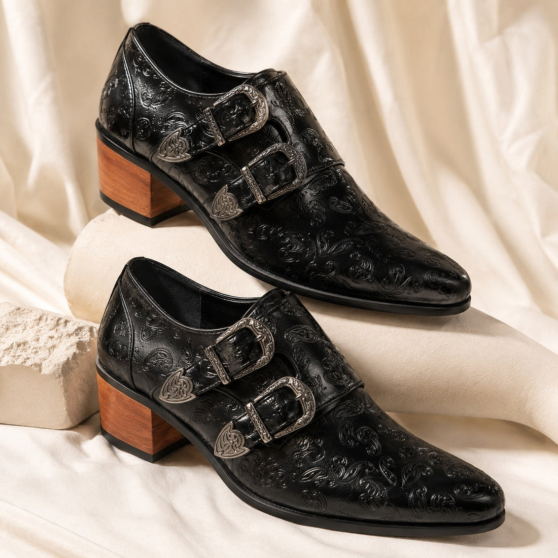 Men's Leather Double Monk Strap Shoes – Oreste