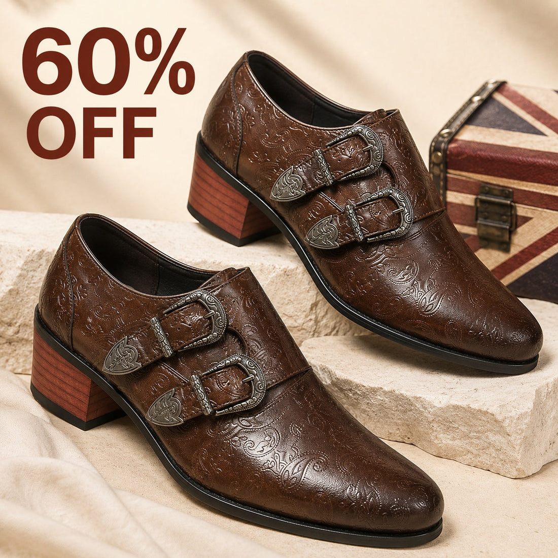 Men's Leather Double Monk Strap Shoes – Oreste