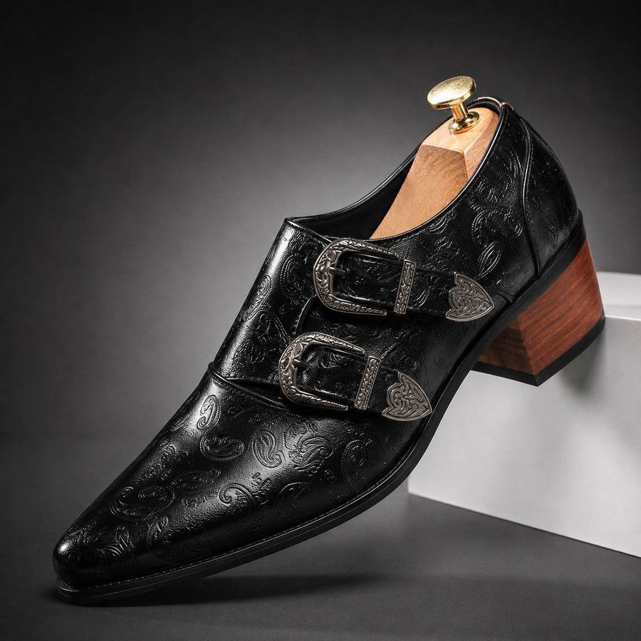 Men's Leather Double Monk Strap Shoes – Oreste