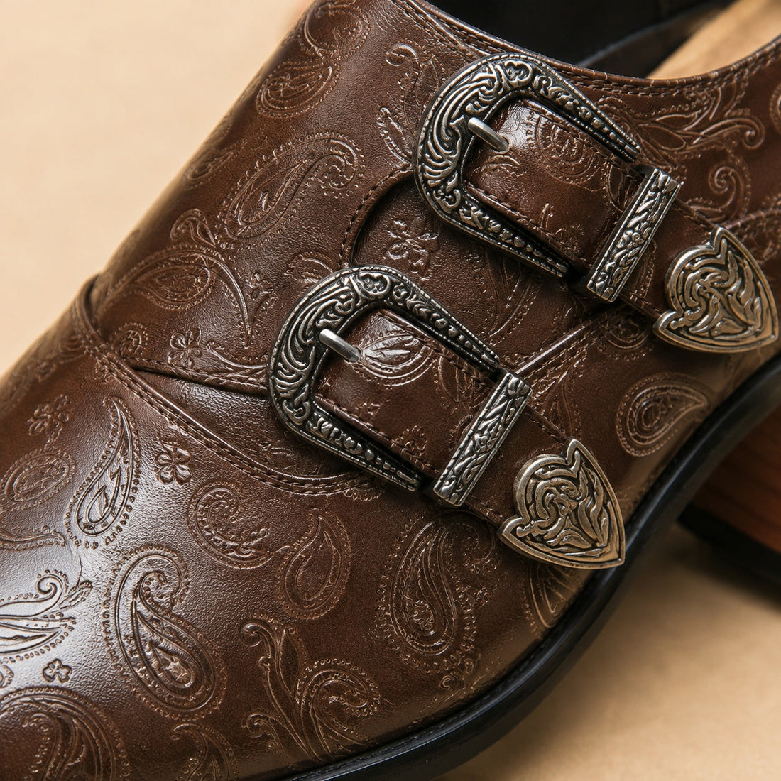 Men's Leather Double Monk Strap Shoes – Oreste