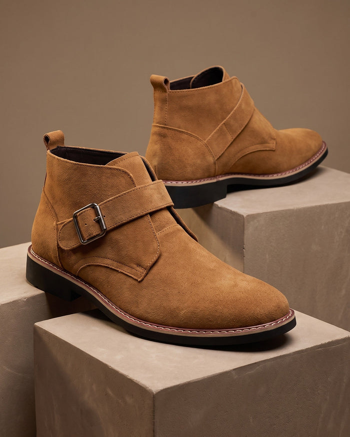 Giuliano Men's Suede Monk Strap Boots