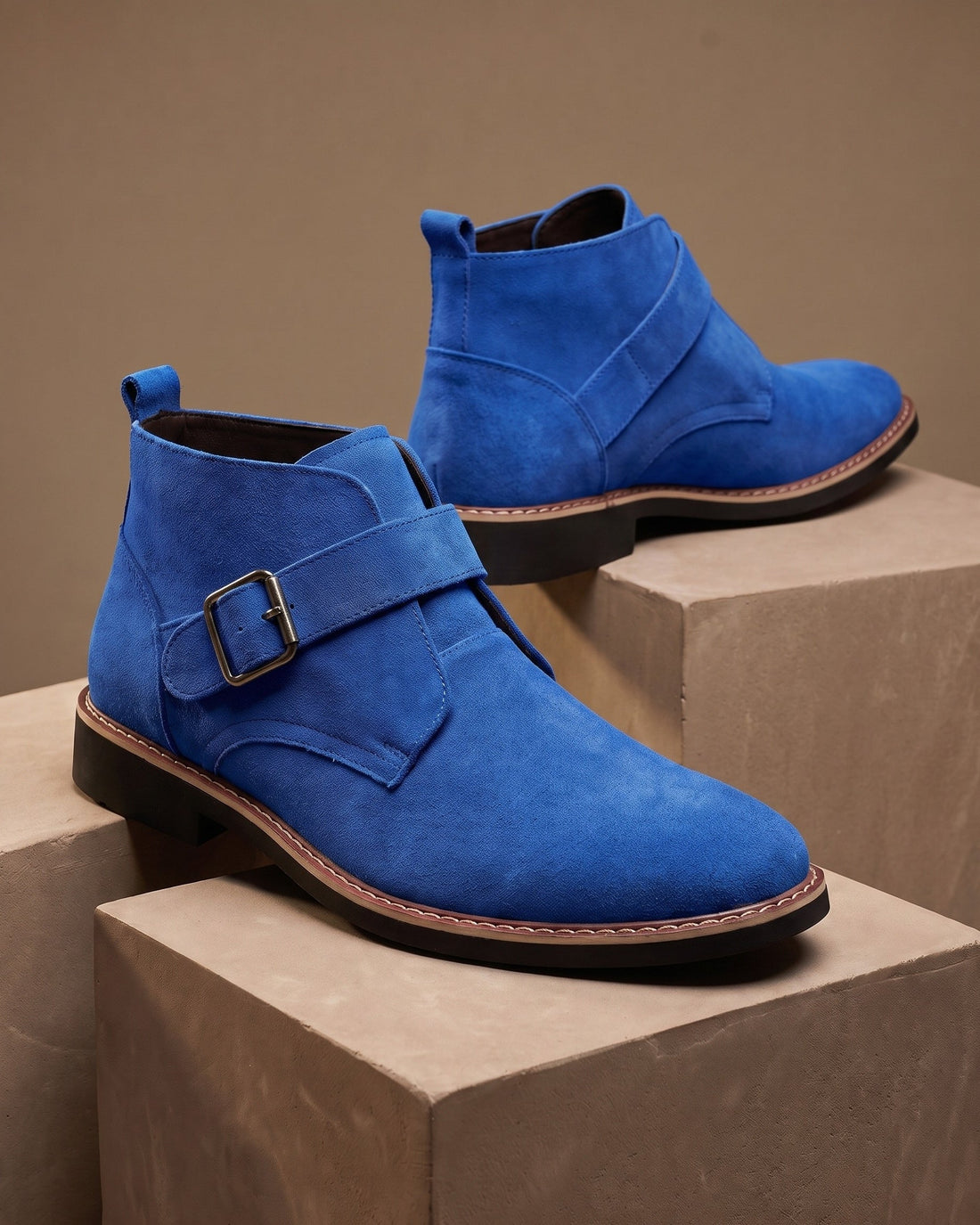 Giuliano Men's Suede Monk Strap Boots