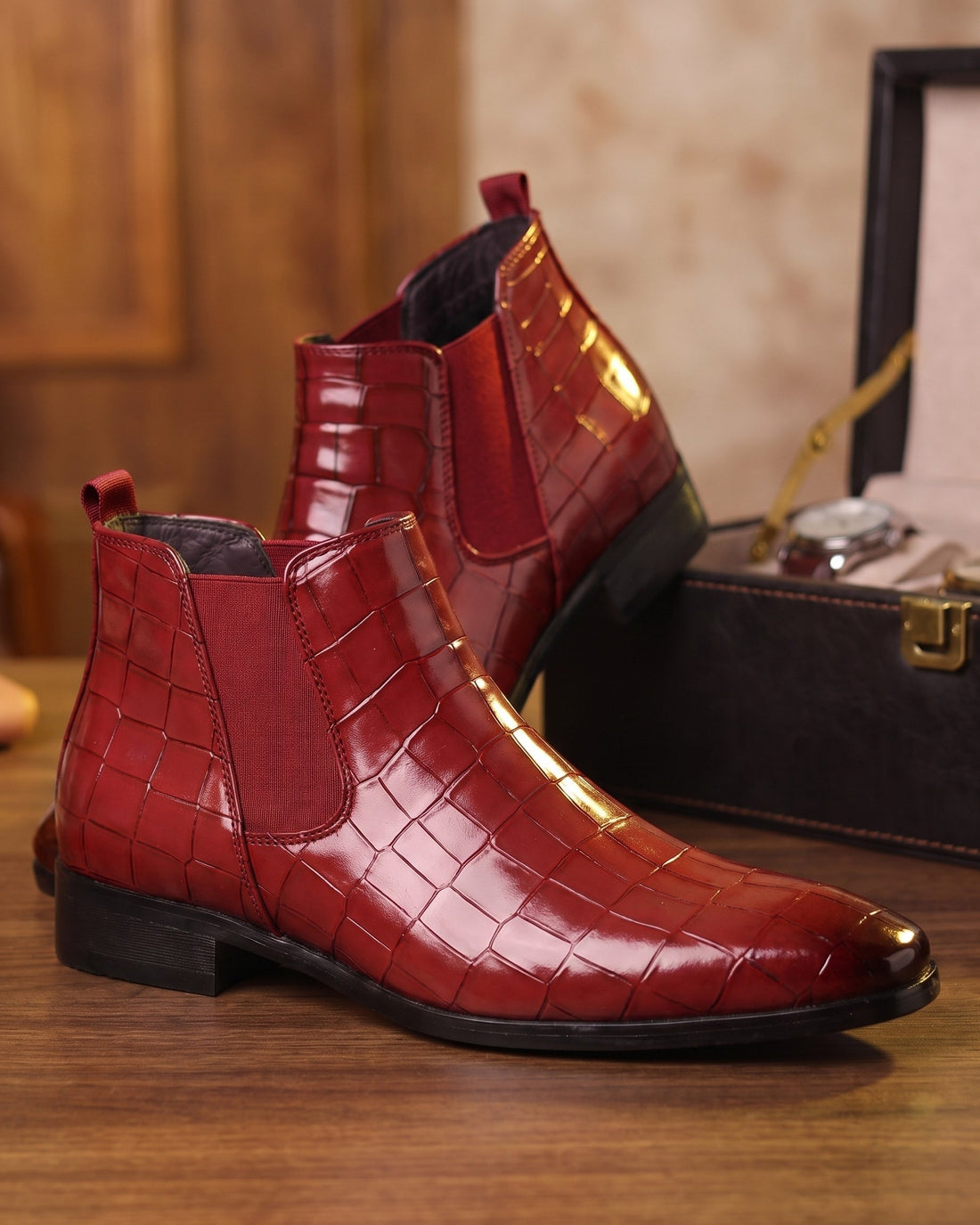 Ruben Men's Croco-Embossed Chelsea Boots