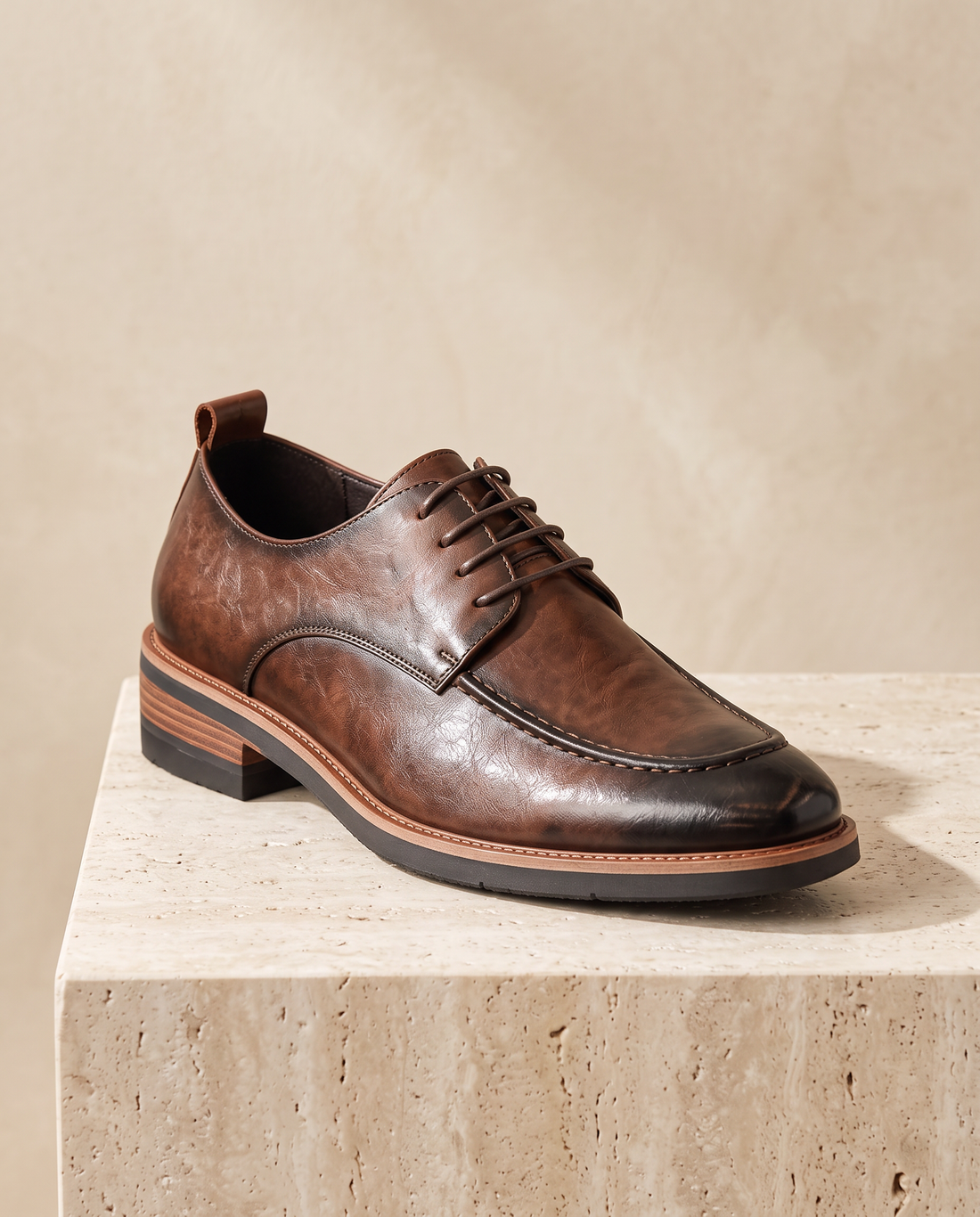 Men's Leather Burnished Split-Toe Derby Shoes – Gualtiero