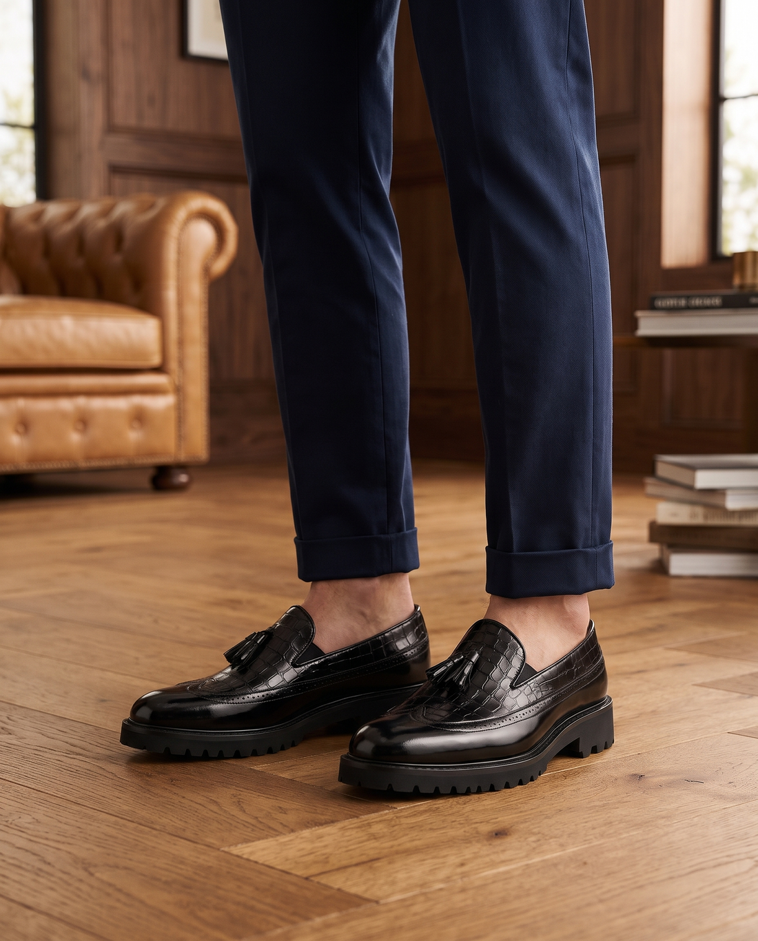 Men's Leather Lug-Sole Tassel Loafers – Lucio