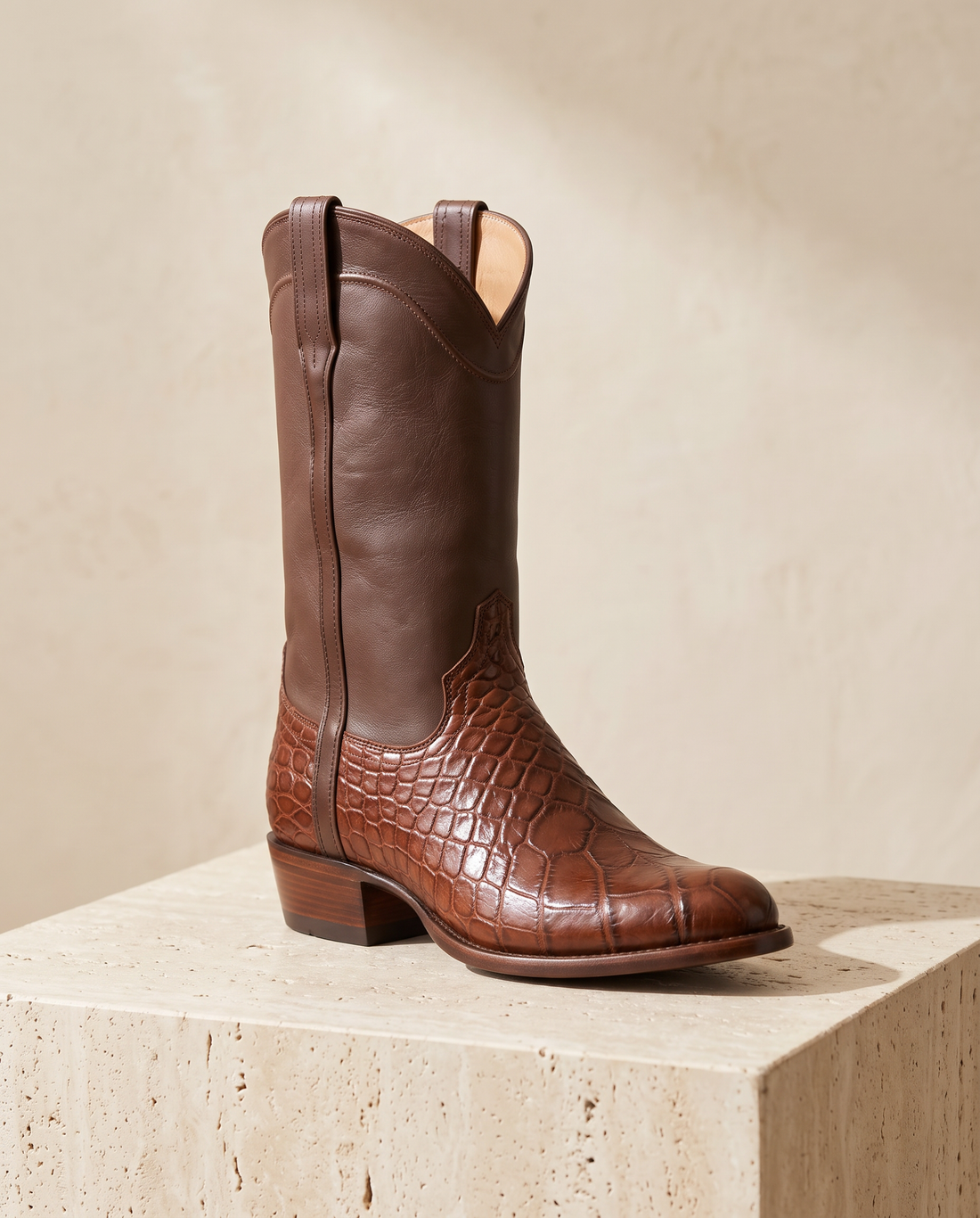 Men's Leather Croc-Embossed Western Boots – Orsino