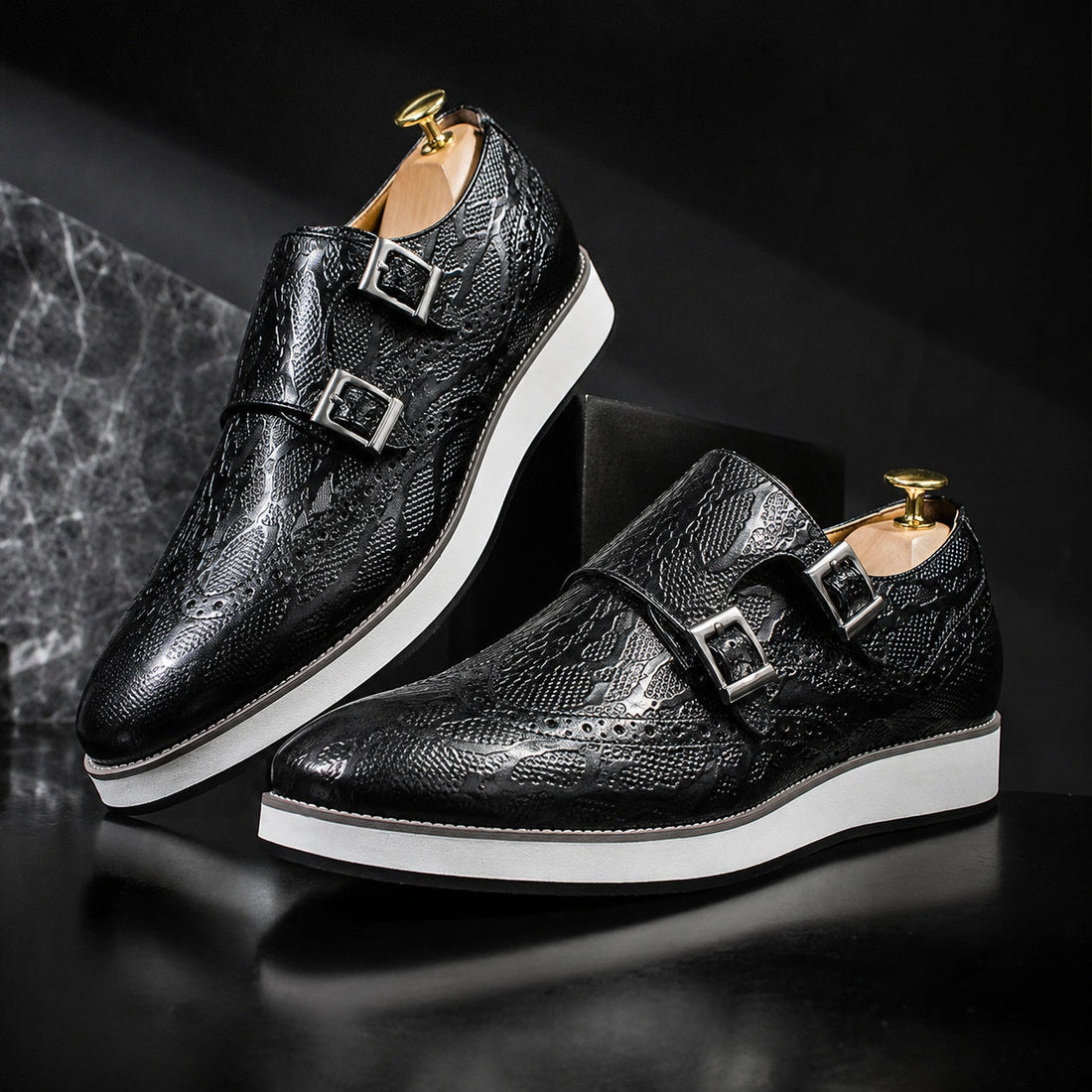 Men's Leather Double Monk Strap Shoes – Ulisse