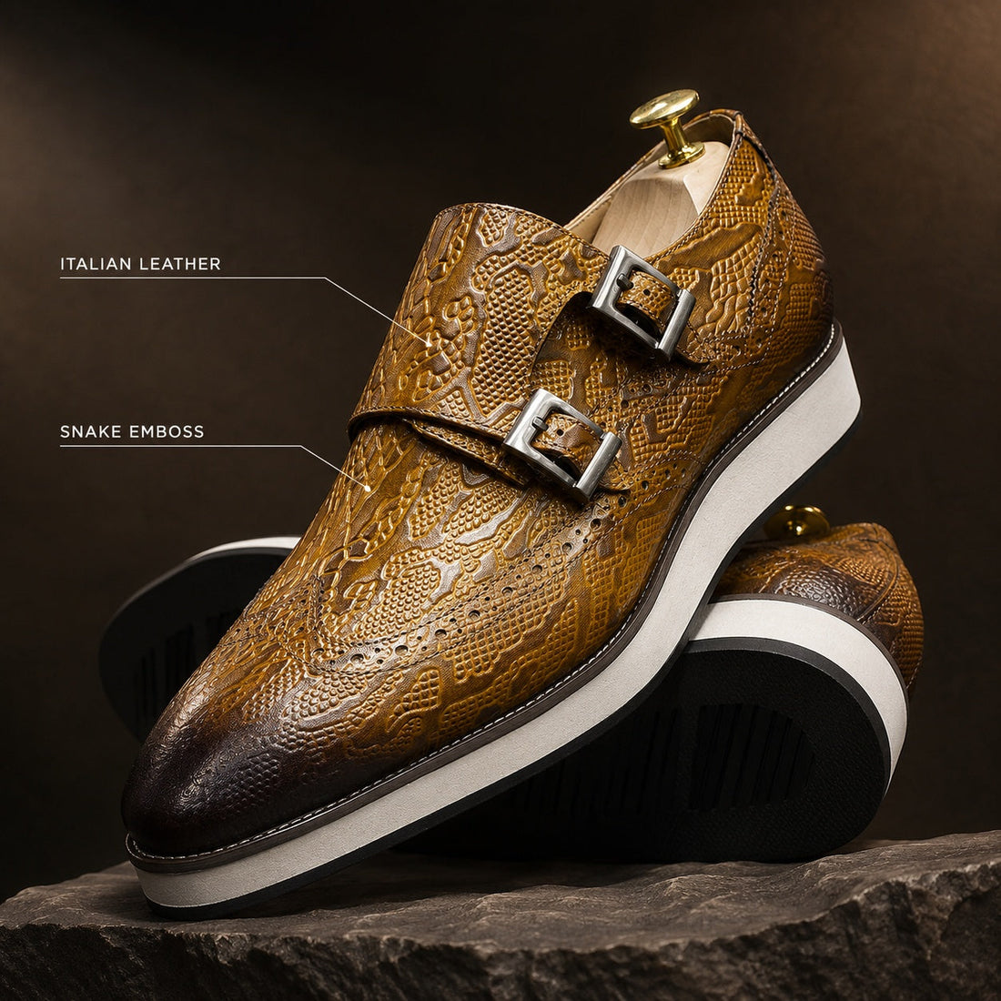 Men's Leather Double Monk Strap Shoes – Ulisse
