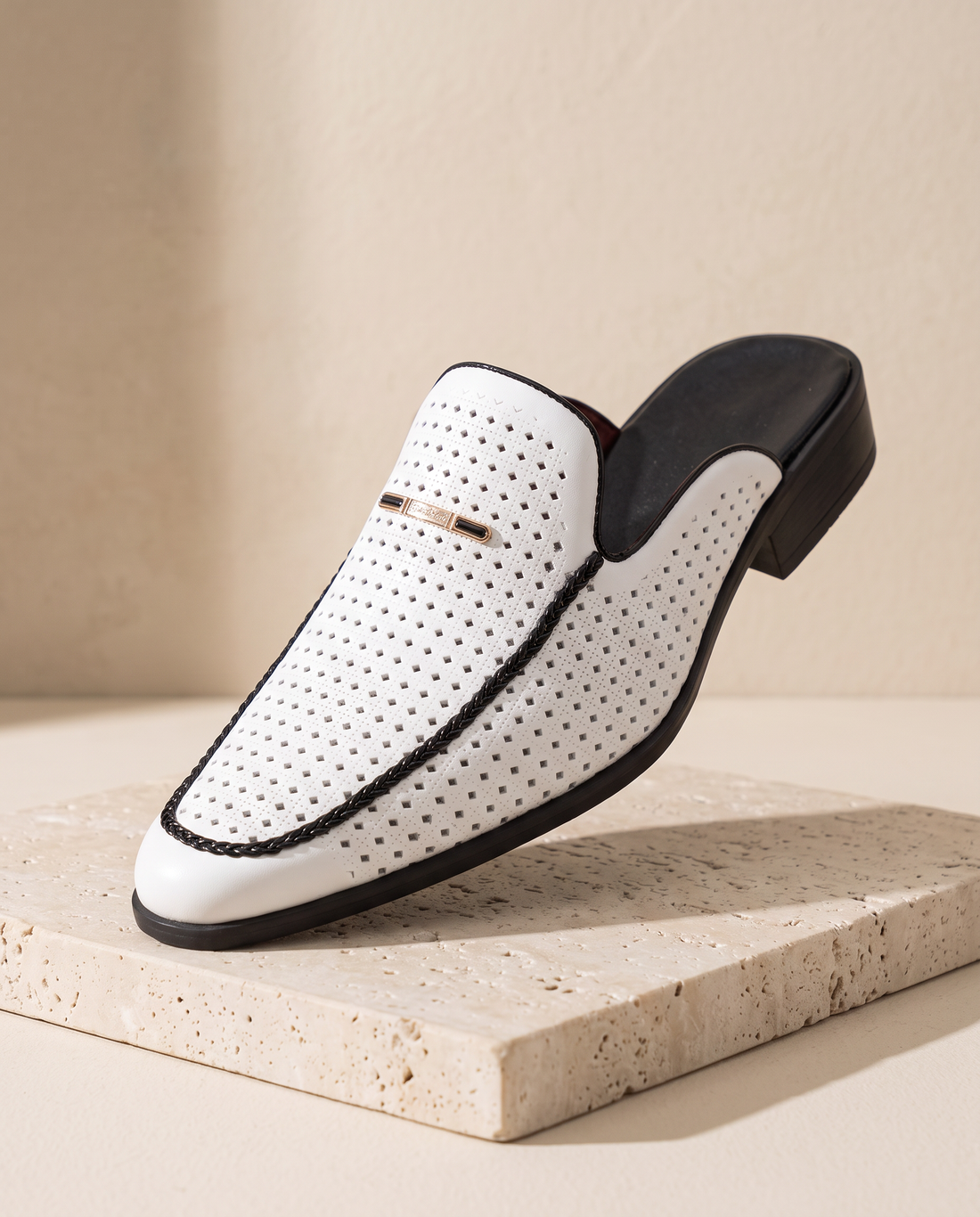 Men's Leather Perforated Mules – Tancredi