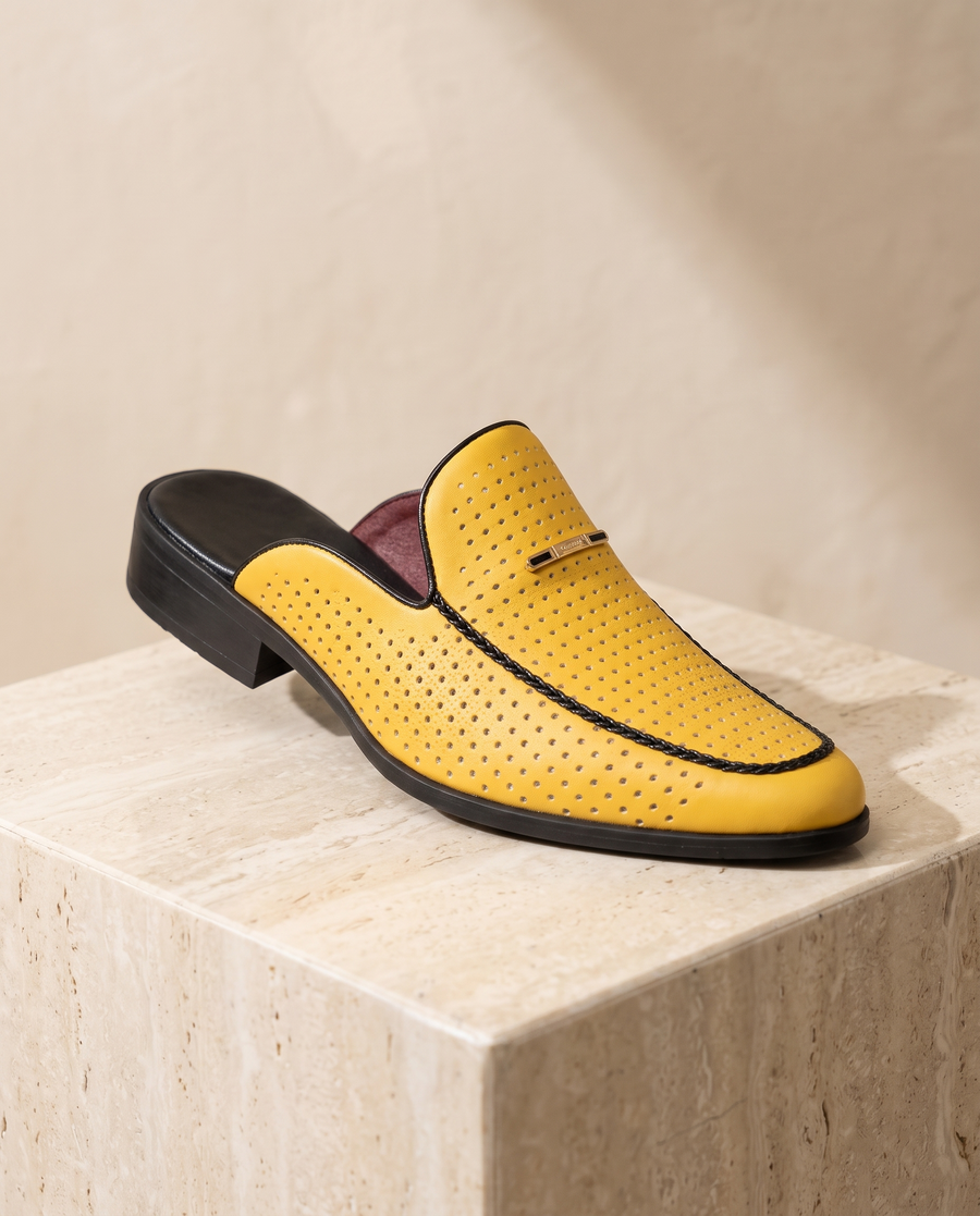 Men's Leather Perforated Mules – Tancredi
