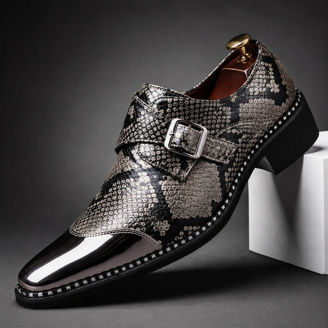 Men's Leather Single Monk Strap Shoes – Saverio